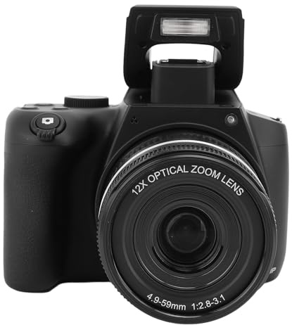 Fotocamera Digitale 4K per Fotografia, Fotocamera Micro Reflex AF da 72 MP con Messa a Fuoco Automatica, Schermo IPS da 3 Pollici, Zoom Digitale 12X, Obiettivo Telescopico, per