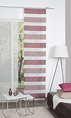 BB-Toy-Trades Schiebevorhang Vorhang Gardine Fensterschal Flächenvorhang Schiebegardine mit Querstreifen und Paneelwagen 60 x 245 cm in Rot Beere