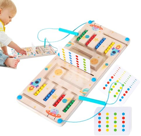 Juguetes lógicos de Cuentas de tablón - Juegos de Tablero de apilamiento de Juguetes de Perlas de Madera de 4 Colores | Juegos de Tablero de apilamiento de Madera, Juego de Brain Tening
