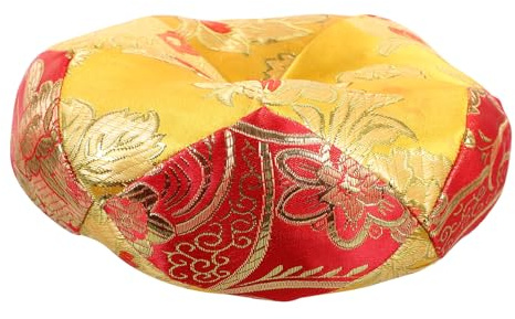 TOYANDONA Klangschalenkissen aus Stoff mit Rutschfester Unterlage Handgenähtes Gebetsschalenpad in Goldener Farbe für Klangschalenhalter und Meditationsschalen