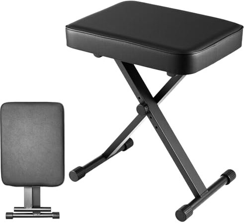 AllRight Klavierhocker X-Style Hocker Höhenverstellbar Gepolstert Klappbar Klavierbank Höhenverstellbar 41-51CM Mit Hochdichtem Schaumstoff Schwarz