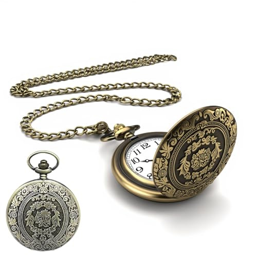 Menibeuty Reloj De Bolsillo Hombre Vintage con Cadena, Reloj Bolsillo con Cadena De Números Árabe Clásico Y Vintage, Vintages Relojs De Bolsillos del Salvaje Oeste para Hombres, Mujeres, Papá, Abuelo