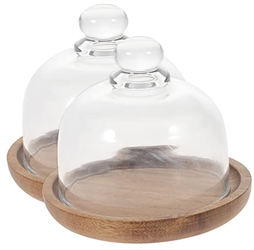 FUNNETOYU Set 2 Mini Piatti Da Dessert e Vassoi Per Torta in Vetro e, Supporto Stabile Per Buffet e Feste, Adatti Per Matrimoni, Ristoranti e Compleanni