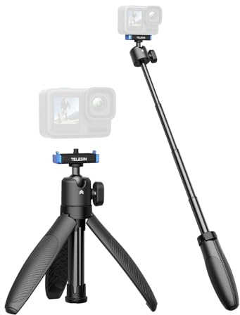 TELESIN 40 cm/15,7 tum mini selfiepinne stativ kompatibel med Gopro 13 actionkamera, magnetiskt snabbfrigörande selfie-handtag, 360° justerbart bärbart förlängningsstativ för fotografering av