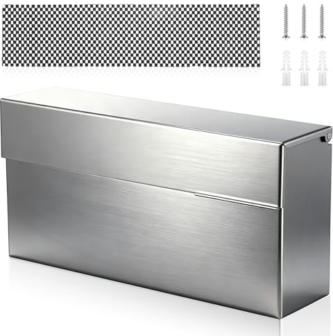 Yaocom Stainless Steel Mailboxes for Outside 14.5'' x 7.1'' x 3.75'' Wall Mounted Mailbox Silver Rust Proof and Rainproof Steel Drop Box