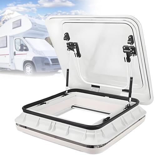 Double Layer Camper RV Caravan Vent Skylight,Caravan Roof Window,Camper Vent Window,Motorhome Roof Skylight,w/Nets and Sunshade,500x500 mm TransparentPeach