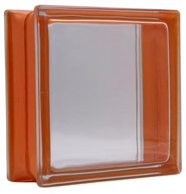Basic Glasbaustein Vollsicht Reflex Pastellorange, 19x19x8 cm - 6 Stück