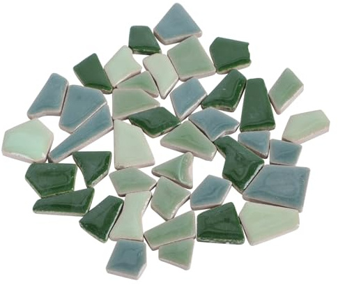 JOINPAYA Piedras de Mosaico Irregulares Esmaltadas 500 G para Bricolaje, Azulejos Pequeños Vidriados Surtidos en Color Verde, Ideales para Manualidades y Decoración de Jardín