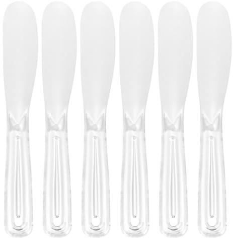 Lurrose 6 Espátulas de Maquillaje para Mascarillas Faciales de Abs Superficie Lisa, Cucharas para Crema Facial y Aplicación en Casa o Salones de Belleza Reutilizable