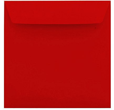 Paper24 25 quadratische Briefumschläge 155x155 mm, haftklebend, 120 g/qm, für Hochzeitskarten im Format 148x148 mm in der Farbe Rot