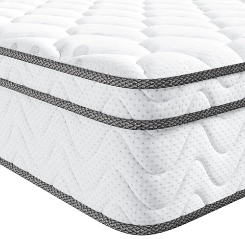 Vesgantti Twin Mattress 10 Inch, Fiberglass-Free | Cool Sleep Hybrid Single Mattress in a Box - Memory Foam & Pocket Springs, Ergonomic Design, Pressure Relief, Medium Firm Feel, 39*75*10