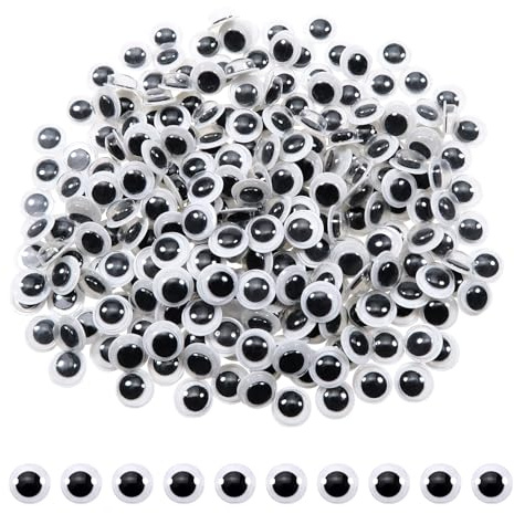 TOAOB 100 Piezas 8 mm Adhesivos Ojos Móviles Blanco Negro de Plástico Redondo Autoadhesivo Utilizados para Manualidades de Scrapbooking Accesorios