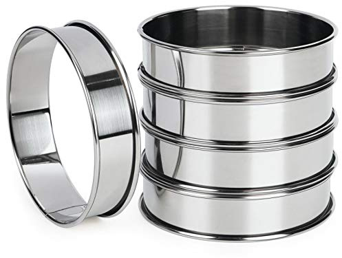 FANGSUN 4 Inch English Muffin Ring, Crumpet & Cookie Ring Set, 5 Pack
