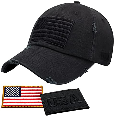 Antourage American Flag Unisex Baseball Hat for Men and Women | USA Flag Mesh Snapback Cap with 2 Patriotic Patches