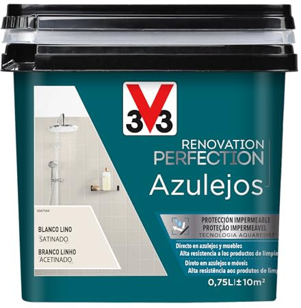 V33 Esmalte Renovation Perfection Azulejos Blanco Lino Satinado 0,75L