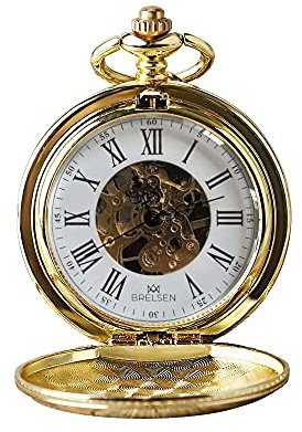 Brelsen Royal Gold Double Hunter Mechanical Pocket Watch