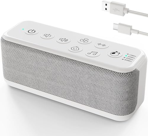 OnLyee White Noise Machine for Office Privacy, USB Rechargeable Sound Machine with 42 Non-Looping Sounds, Auto-Off Timer for Focus, Sleep and Travel