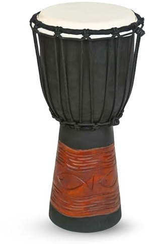 GMP Handsnidad mahogny Djembe, 17,78 cm handtrumma Djembe med havssnideri