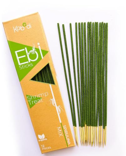 Kabadi Ebi Sticks Spirulina MIX Shrimp Lollies | 12pcs - 100% natural shrimp lollipops consisting of spirulina, leaves and vegetables.