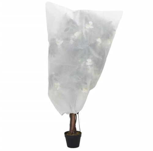 BAZZI Protección invernal para plantas en macetas, 8 unidades, protección contra heladas con cordón, 70 g/m², tamaño: 0,8 x 1 m, cubierta para plantas anticongelante