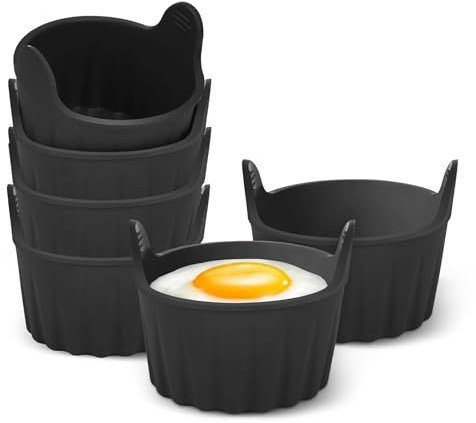 6 Pcs Air Fryer Egg Poacher, Ramekins for Air Fryer. Microwave Egg Poacher, Food Grade Air Fryer Egg Poacher, Ramekins Baking Cups for Souffle Dishes Muffin Cupcakes Custard and Pudding