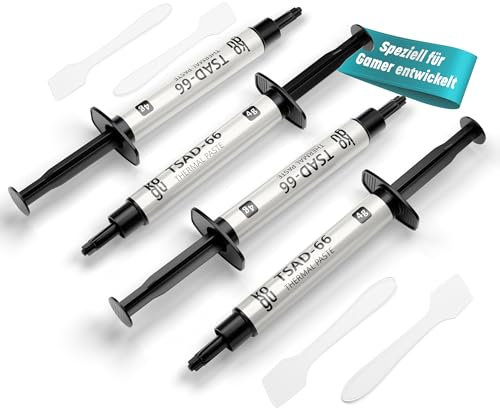 kogu® 4g Gamer Performance Wärmeleitpaste mit Spachtel für alle Prozessoren und Spielekonsolen (CPU, GPU - PC, PS4, PS5), sehr hohe Wärmeleitfähigkeit, sichere Anwendung, Nicht leitend (4 Pack, 4g)