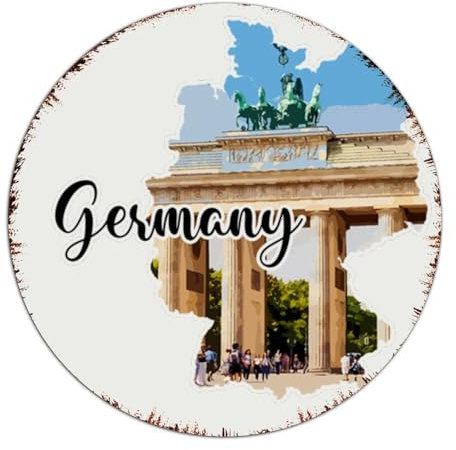 Metall Landhaus Deutschland Wanddeko Aluminium Blechschilder für Wohnheim Café Hof Stadtlandschaft und Orientierung Kunstdruck Poster Geschenk Business 30 x 30 cm