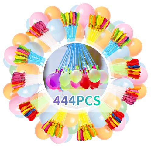 Foydream Bombe a Eau,444 Pièces Remplissage Rapide Water Balloon,Ballons d'eau Color Bombes Fermeture Automatique pour les Activités Estivales, Fêtes, et Jeux en Famille