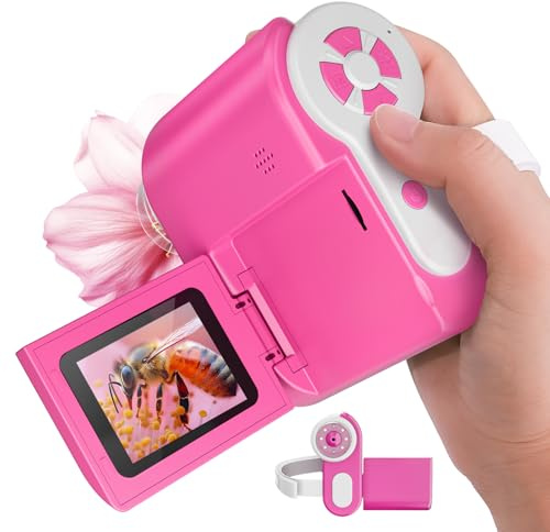 USCAMEL Digital Microscopio para Niños Portatil: 1000X Magnificación Pantalla 2.0 Recargable Microscopio Portatil - 6 Láminas Educativas Niños 5-12 Años - Casa Jardín Escuela - Regalo Niñas (Rosa)