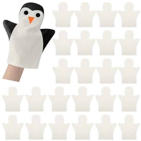 Soulchen 24 Pcs DIY Cotton Hand Puppet Kit 8 x 9.8 Inch Making Your Own Puppets Blank Fabric for DIY Crafting Storytelling Family Activities Art Party Supplies Creative Play Holiday Subject Gifts