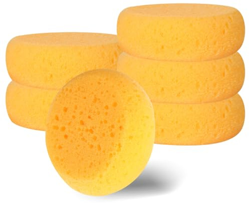 6PCS Pottery Sponges for Clay, 2.5inch Round Craft Small Yellow Painting Sponge, Synthetic Sponges for Pottery and Cleaning Horse Saddle, Watercolors Painting Sponge, Pottery Tools and Supplies