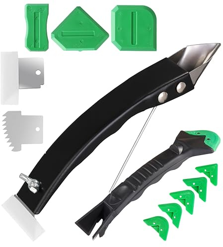 Set di attrezzi per sigillatura – Kit per la rimozione del sigillante in silicone, con raschietto per malta, 5 cuscinetti in silicone sostituibili per cucina, bagno, finestre, riparazioni fai da te