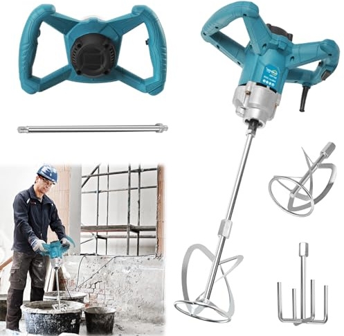 Mezclador de mortero eléctrico con batería recargable Compatible con batería Makita de 18V, mezclador de mortero eléctrico con 6 velocidades, 3200W, máximo 1200 r/min, mezclador de mortero para