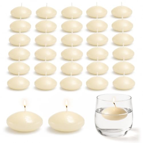30 Stück Schwimmende Kerzen Weiß, 3.8x1.5cm Rauchfrei & Tropffrei Floating Candles, Lange Brenndauer 1 Stunden, Wasserdicht Unscented Schwimmende Kerzen, Weiß Schwimmkerzen für Spa Hochzeit Pool