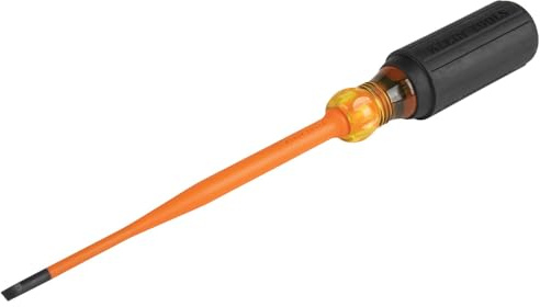 Klein Tools 6916INS 1000V Slim Tip Insulated Screwdriver, 6-Inch Round Shank, 3/16-Inch Cabinet Tip, Cushion Grip Handle