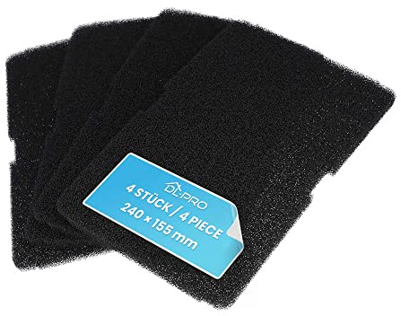 4 x DL-pro skumfilter 240 x 155 mm för Beko Blomberg 2964840100 2964840200 sockelfilter svampfilter filterskum filtersvamp till värmeväxlare torktumlare värmepumpstork