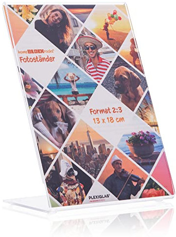 Fotoständer (Bilderrahmen) im Foto-Format 13 x 18 cm Fotoaufsteller als glasklarer Bilderständer, Fotorahmen, rahmenloser Bildhalter als Aufsteller aus PLEXIGLAS für ihre Lieblings-Fotos und Bilder