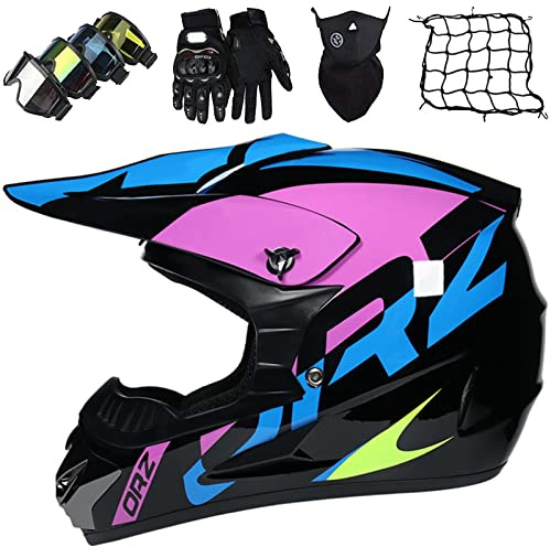 Casco de Motocross Enduro Con Gafas, Máscara y Guantes - Homologado ECE Para MX ATV Quad Enduro Bicicleta Montaña - Off-Road Downhill Trial Adventure Para Hombre y Mujer