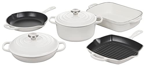 Le Creuset Enameled Cast Iron Signature Cookware Set, 7 pc, White