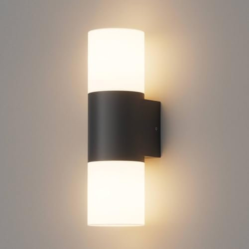 Klighten Applique da Parete E27 Esterno/Interno, Su Giù Lampada da Parete Nero, IP54 Lampada da Muro, Moderna Alluminio Luci da parete, per Balconi/Giardini, 40W Max, Non Inclusa Lampadina