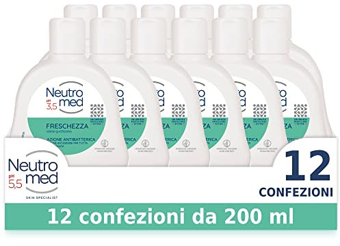 Neutromed, Detergente Intimo Freschezza con Complesso Protezione Attiva, Azione Antibatterica, Confezione da 12 flaconi da 200ml