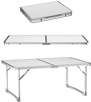 Alu Campingtisch, Klapptisch, Campingtisch Klappbar, Camping Tisch, Campingtisch Faltbar mit MDF-Tischplatte, Picknicktische Gartentische Partytische (60 x 40 x 26cm, 1.4 kg, Tragbar & Langlebig)