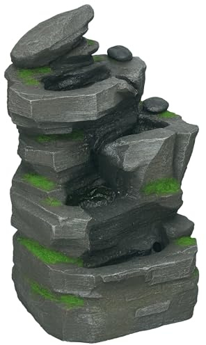 Outsunny Fontaine de jardin, solaire, à 4 niveaux, avec éclairage LED, décorative, pour jardin, balcon, résine synthétique, 34 x 28 x 57 cm