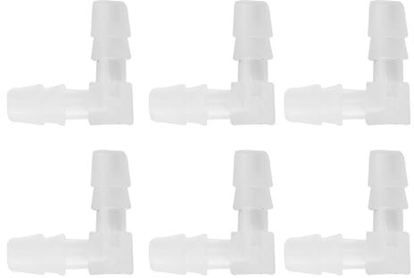 Partuto 6 Pcs Universal Automotive Vacuum Tubing Connector - Car 90 Degree 4mm/ 5/32 L Shaped Vacuum Tubing Connector Assortment 2 Way Vacuum Line Fittings - Plastic Transparent