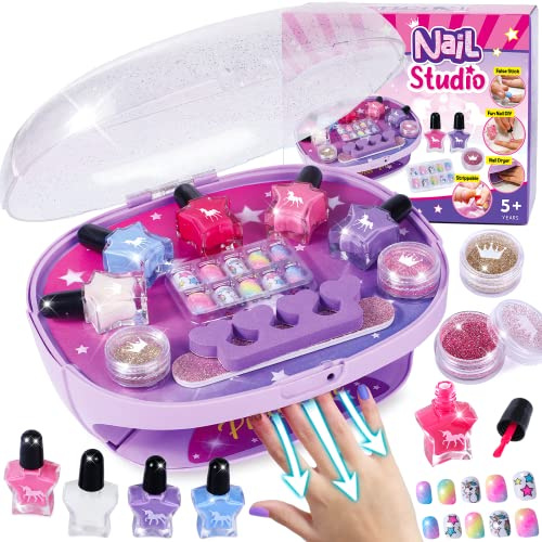 Tacobear Kit Manucure Enfant Cadeau Fille 5 6 7 8 9 10 11 12 Ans avec Pelable Vernis à Ongles Sèche-Ongles Autocollants pour Ongles Machine a ongle pour Maquillage Fille