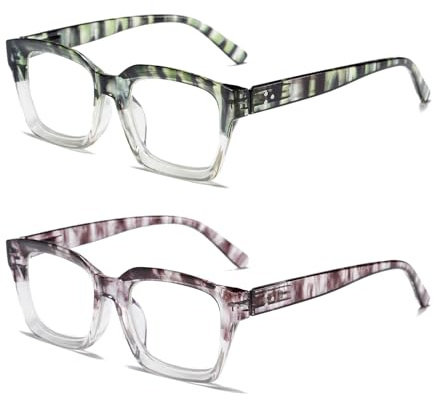 Hubeye Oversize Large Frame Reading Glasses Square Blue Light Blocking 3.00