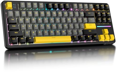 ATTACK SHARK X87 80% Tastiera da gioco meccanica wireless,BT5.0/2.4Ghz/USB-C Guarnizione hot-swap,illuminazione RGB,batteria da 4000mAh,interruttore lineare prelubrificato,tasti PBT per PC/MAC-Nero