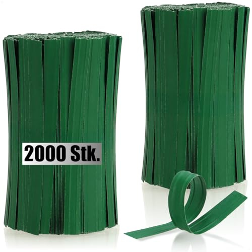 com-four® Tiras de encuadernación de Papel 2000x - Alambres de encuadernación Verdes con núcleo de Alambre Doble, 10 cm Cada uno - para sujeción de Plantas, floristería (10 cm - 2000x)