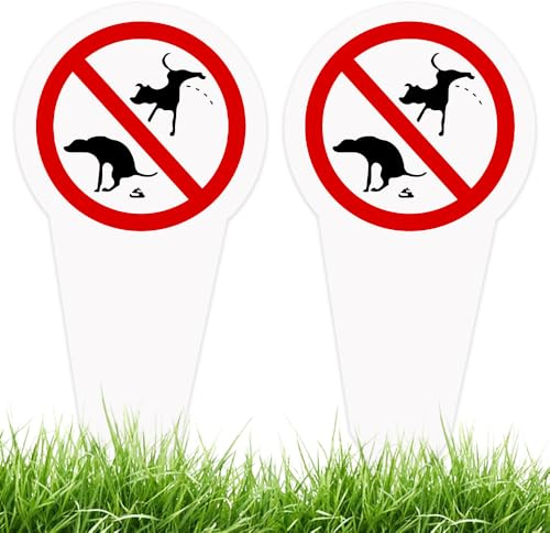 SGZIOO 2 Pezzi Cartello No Cacca e Pipì per Cani, 30 x 15 cm, Cartelli di Divieto di Pipi per Cani, Cartello Divieto di Cacca cani per Prato Parco Giardini,Protezione UV Resistente Alle Intemperie,PVC