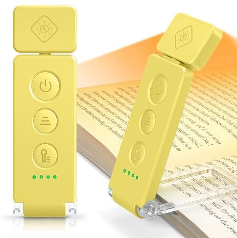 Glocusent Luz de Lectura con 12 LEDs, 5 Colores y 5 Brillos – Hasta 100H, Recargable con Clip para Kindle, Luz para Leer Libros en la Cama, Ojo‑Cuidado